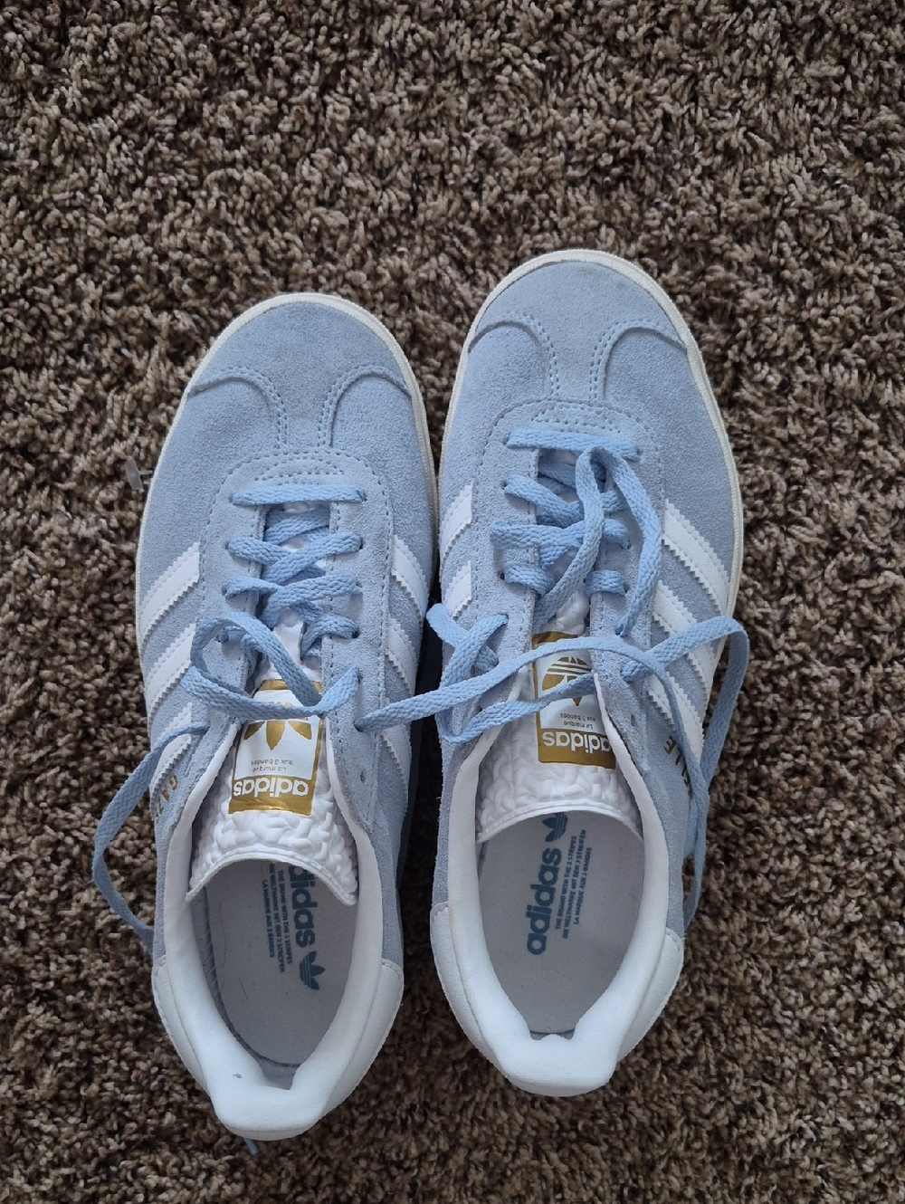 ADIDAS REAL SUEDE BABY BLUE PLATFORM GAZELLE SNEAKERS EUC SIZE 7